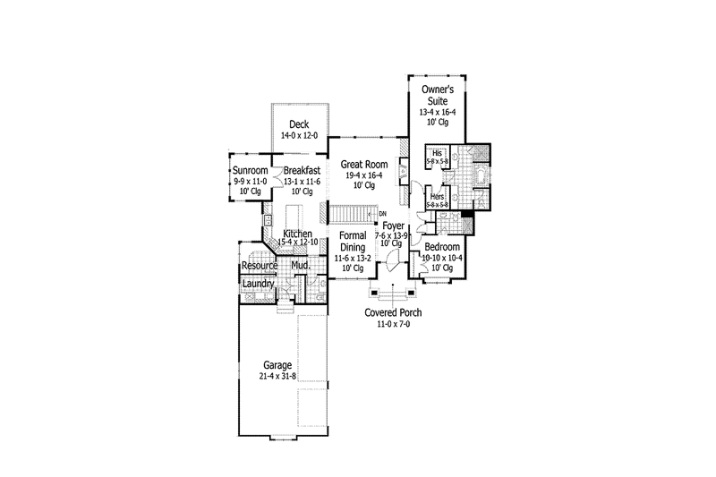 Home Plan - Floor Plan - Main Floor for Ranch House Plan #51-1069 - 5 bed, 4.5 bath