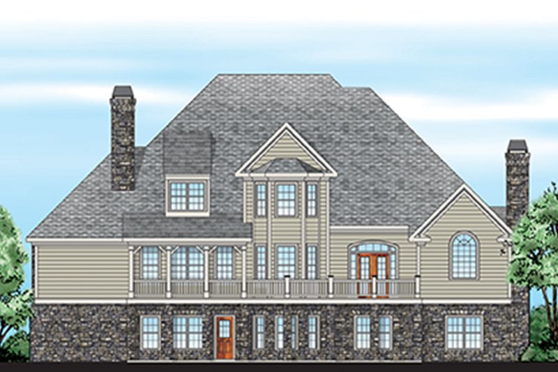 House Blueprint - Exterior - Rear Elevation for European House Plan #927-359 - 4 bed, 3.5 bath