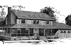 Dream House Plan - Exterior - Front Elevation for Prairie House Plan #300-143 - 4 bed, 2.5 bath