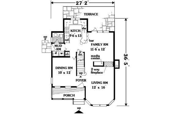 Floor Plan - Main Floor for Country House Plan #3-307 - 4 bed, 2.5 bath
