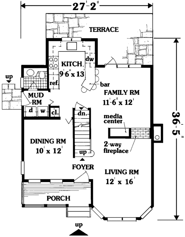 Country Floor Plan - Main Floor Plan #3-307