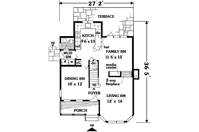 Dream House Plan - Floor Plan - Main Floor for Country House Plan #3-307 - 4 bed, 2.5 bath