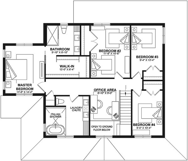 House Blueprint - Farmhouse Floor Plan - Upper Floor Plan #23-2792