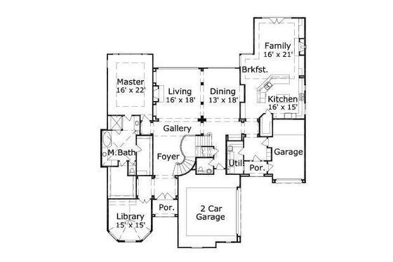 Floor Plan - Main Floor for Traditional House Plan #411-384 - 5 bed, 4.5 bath