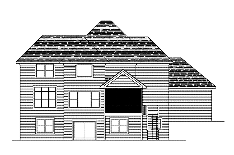 Home Plan - Exterior - Rear Elevation for European House Plan #51-1128 - 3 bed, 2.5 bath