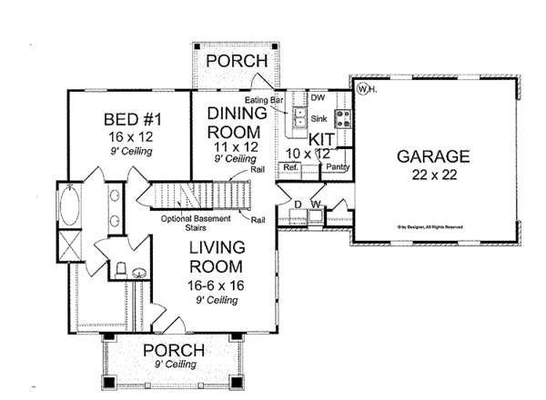 House Plan Design - Traditional Floor Plan - Main Floor Plan #513-2123