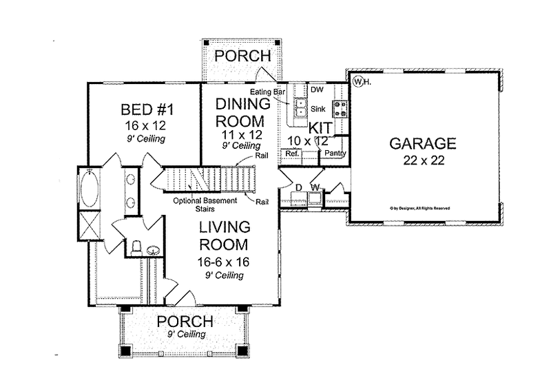 Home Plan - Floor Plan - Main Floor for Traditional House Plan #513-2123 - 3 bed, 2.5 bath