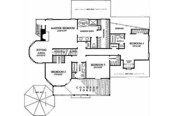 Floor Plan - Upper Floor for Victorian House Plan #137-249 - 4 bed, 3.5 bath