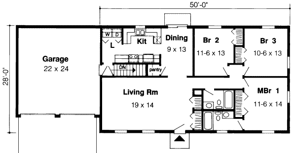 Ranch Floor Plan - Main Floor Plan #312-356