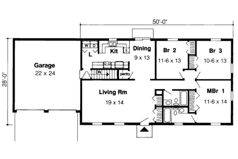 Ranch Style House Plan 3 Beds 2 Baths 1400 Sqft Plan 312 356