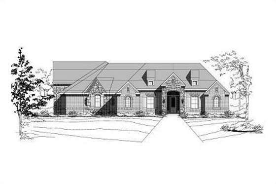 Exterior - Front Elevation for European House Plan #411-639 - 4 bed, 3.5 bath