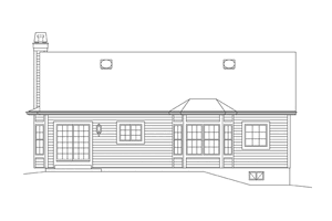 Exterior - Rear Elevation for Ranch House Plan #57-609 - 3 bed, 2 bath