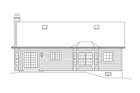 Exterior - Rear Elevation for Ranch House Plan #57-609 - 3 bed, 2 bath