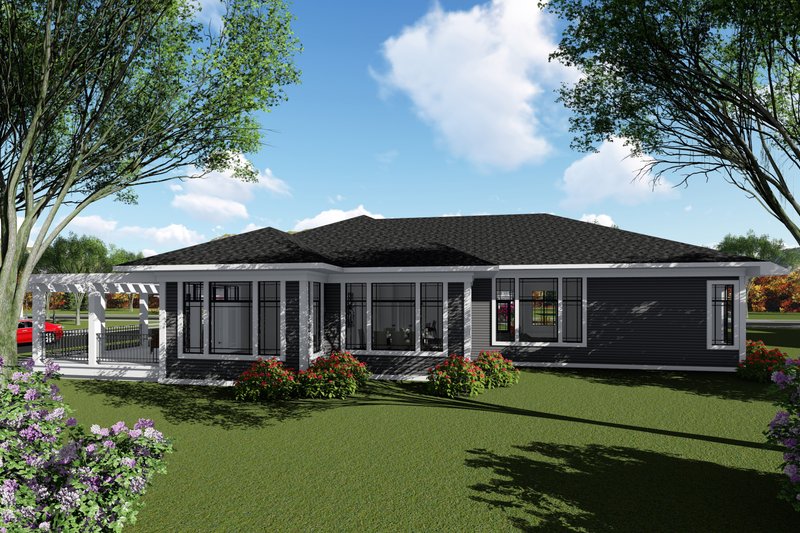 Architectural House Design - Exterior - Rear Elevation for Ranch House Plan #70-1427 - 3 bed, 2.5 bath