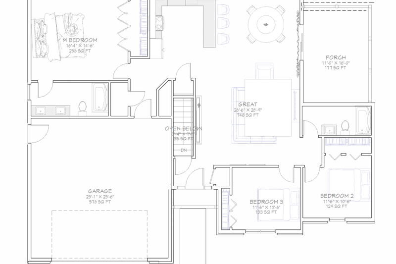 House Blueprint - Photo 4 for Farmhouse House Plan #1109-23 - 5 bed, 2 bath