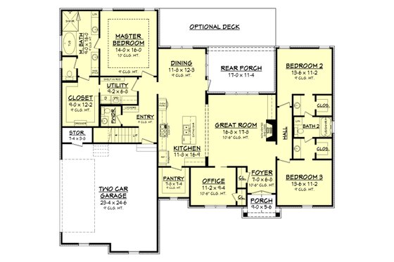 Floor Plan - Main Floor for Country House Plan #430-167 - 3 bed, 2 bath