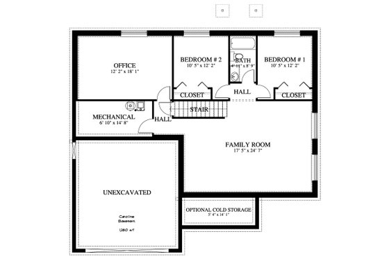 Floor Plan - Lower Floor for Ranch House Plan #1060-192 - 3 bed, 2 bath