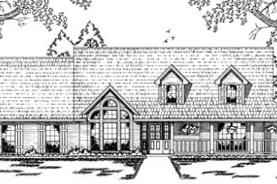 Exterior - Front Elevation for Country House Plan #42-137 - 4 bed, 2 bath