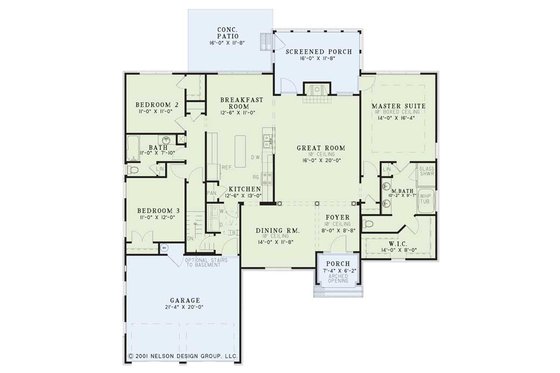 Floor Plan - Main Floor for European House Plan #17-1106 - 3 bed, 2 bath