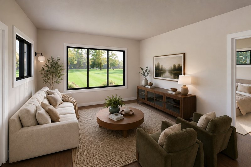 House Blueprint - Interior - Family Room for Modern House Plan #1064-497 - 1 bed, 1 bath