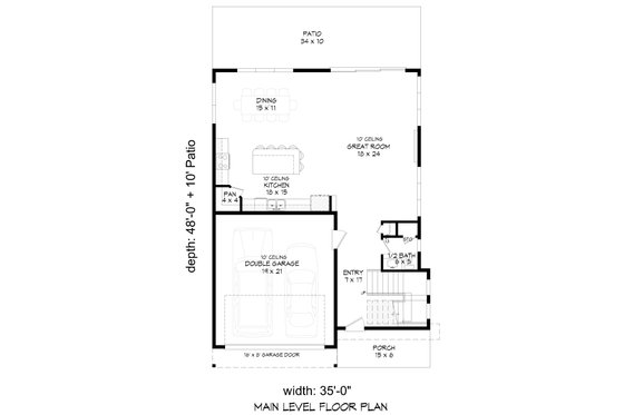 Floor Plan - Main Floor for Contemporary House Plan #932-1430 - 4 bed, 4.5 bath