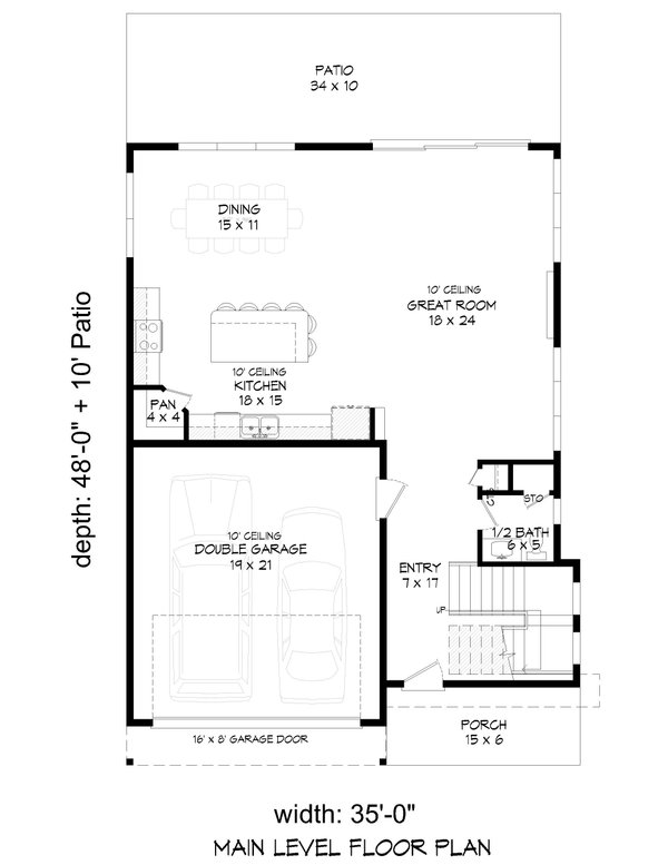 Floor Plan - Main Floor for Contemporary House Plan #932-1430 - 4 bed, 4.5 bath
