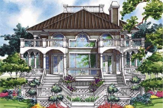 Exterior - Rear Elevation for Classical House Plan #930-76 - 3 bed, 3.5 bath