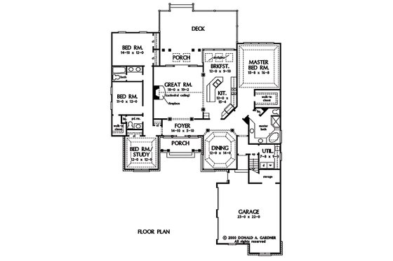 Floor Plan - Main Floor for Traditional House Plan #929-40 - 4 bed, 2.5 bath