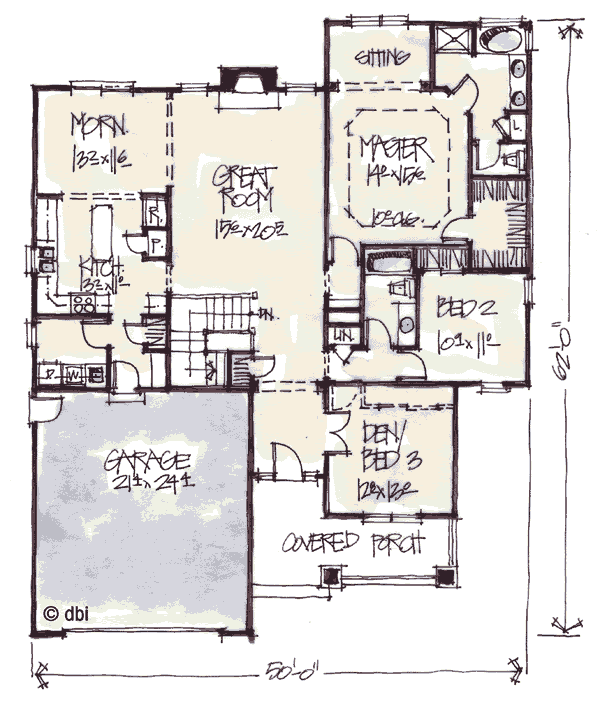 Architectural House Design - Cottage Floor Plan - Main Floor Plan #20-163