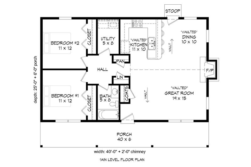 Country Style House Plan 2 Beds 1 Baths 1000 Sqft Plan 932 163