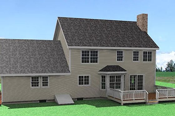 Exterior - Rear Elevation for Traditional House Plan #75-174 - 3 bed, 2.5 bath