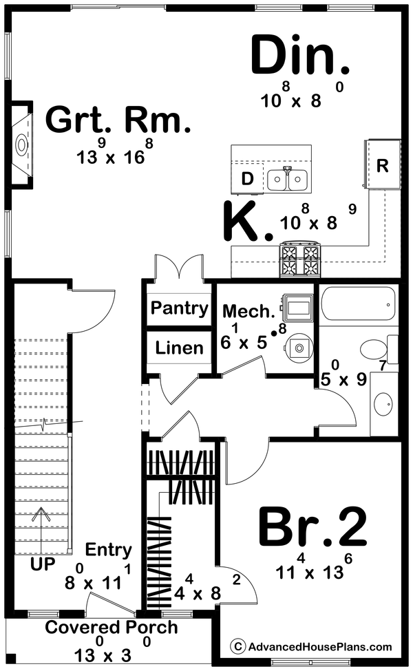 House Blueprint - Farmhouse Floor Plan - Main Floor Plan #455-692