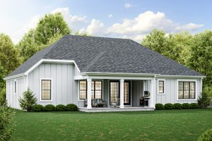 Exterior - Rear Elevation for Ranch House Plan #46-882 - 3 bed, 2.5 bath