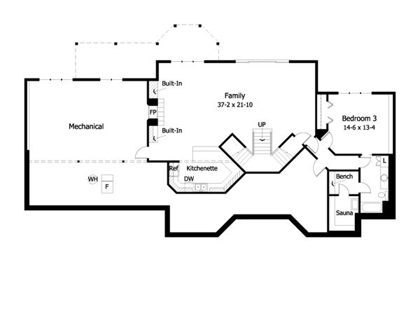 Ranch Floor Plan - Lower Floor Plan #51-466
