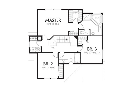 Floor Plan - Upper Floor for Craftsman House Plan #48-520 - 3 bed, 2.5 bath