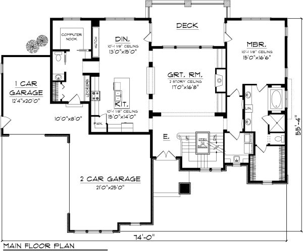 Architectural House Design - Tudor Floor Plan - Main Floor Plan #70-1141