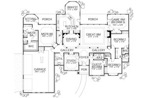 Floor Plan - Main Floor for Traditional House Plan #80-122 - 5 bed, 3 bath