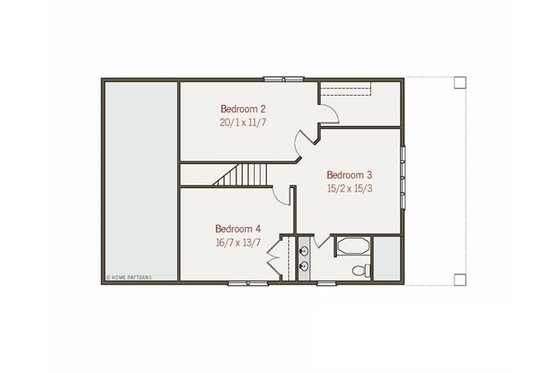 Floor Plan - Upper Floor for Craftsman House Plan #461-16 - 3 bed, 2.5 bath