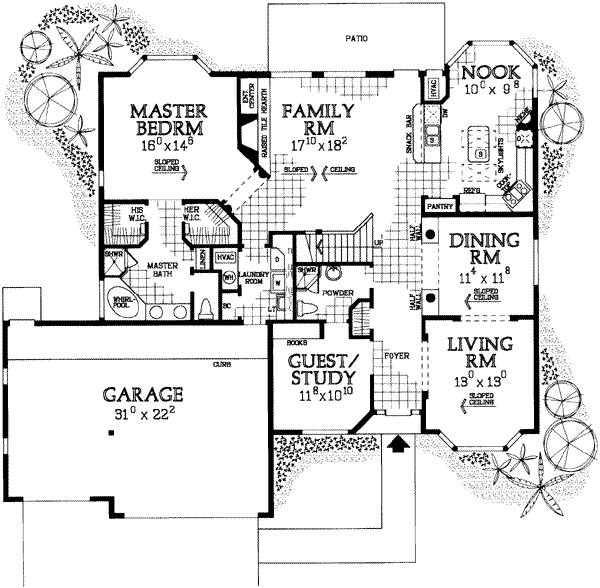 Home Plan - Mediterranean Floor Plan - Main Floor Plan #72-163