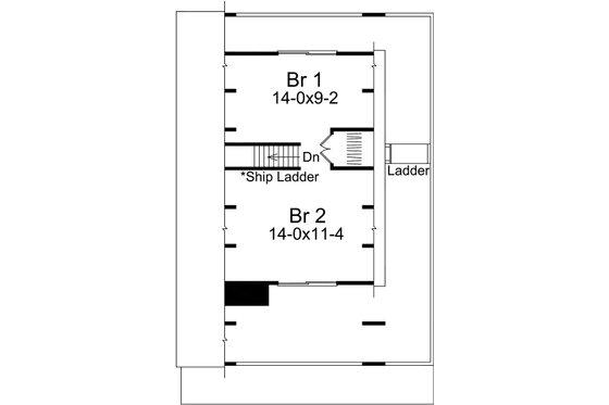 Floor Plan - Upper Floor for Cabin House Plan #57-502 - 2 bed, 1 bath