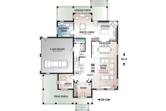 Floor Plan - Main Floor for European House Plan #23-583 - 4 bed, 2.5 bath