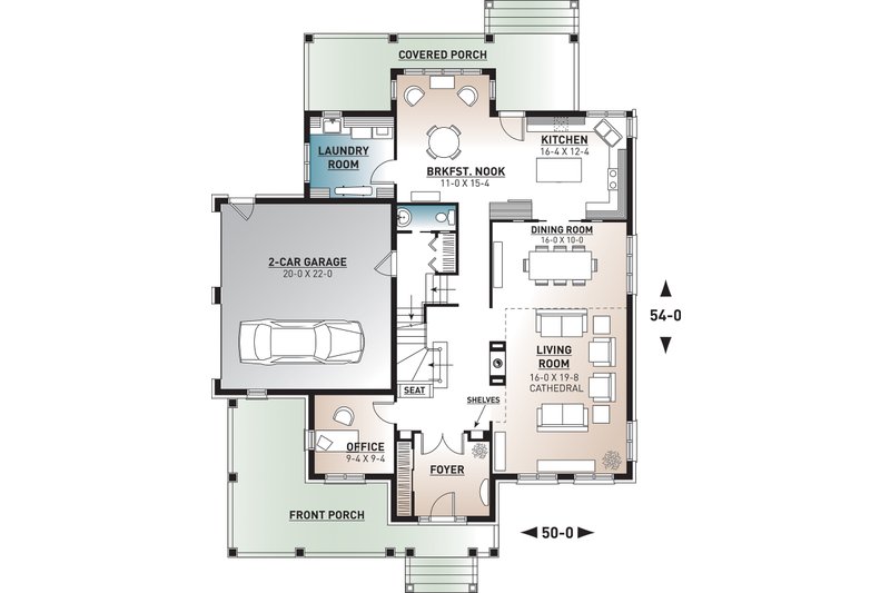 Home Plan - Floor Plan - Main Floor for European House Plan #23-583 - 4 bed, 2.5 bath