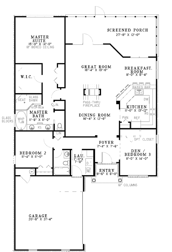 House Design - Country Floor Plan - Main Floor Plan #17-3032