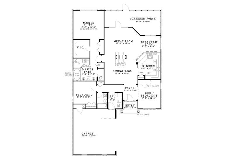 Home Plan - Floor Plan - Main Floor for Country House Plan #17-3032 - 3 bed, 2 bath