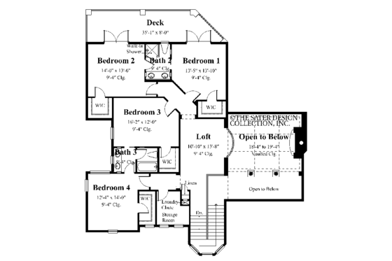 Floor Plan - Upper Floor for Mediterranean House Plan #930-355 - 6 bed, 4.5 bath
