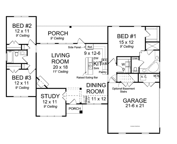 House Plan Design - Traditional Floor Plan - Main Floor Plan #513-2155