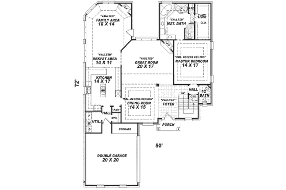 Floor Plan - Main Floor for Traditional House Plan #81-334 - 3 bed, 2.5 bath
