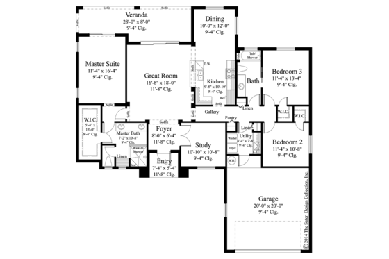 Floor Plan - Main Floor for Contemporary House Plan #930-450 - 3 bed, 2 bath