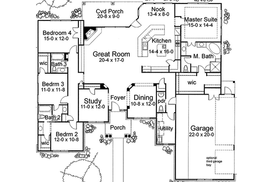 Floor Plan - Main Floor for European House Plan #120-230 - 4 bed, 3.5 bath