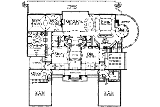Floor Plan - Main Floor for European House Plan #119-178 - 5 bed, 7.5 bath